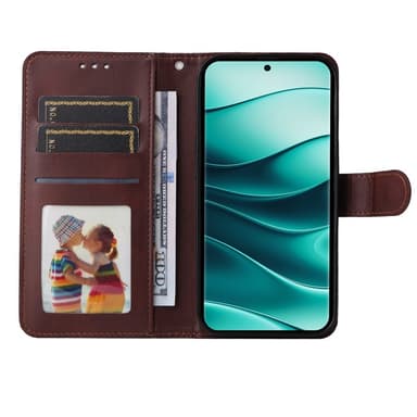 SKALO Xiaomi Redmi Note 14 Pro+ 5G PU-läder Plånboksfodral - Brun