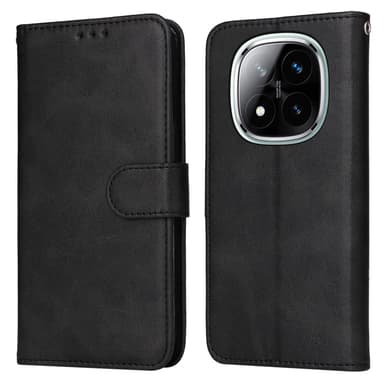 SKALO Xiaomi Redmi Note 14 Pro+ 5G PU-läder Plånboksfodral - Svart