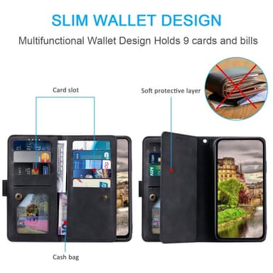SKALO Xiaomi Redmi Note 14 Pro+ 5G Big Wallet 9-FACK Plånboksfodral - Svart