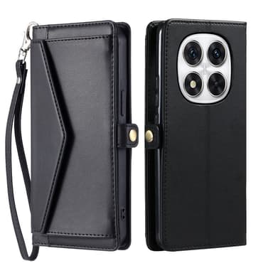 SKALO Xiaomi Redmi Note 14 Pro+ 5G PU-Läder Envelope Plånboksfodral - Svart
