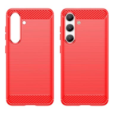 SKALO Samsung S25 Armor Carbon Skal - Röd
