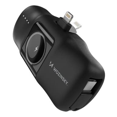 Wozinsky Powerbank 5000mAh 15W med Lightning-kontakt, USB-C och trådlös laddning för Apple Watch