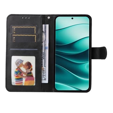 SKALO Xiaomi Redmi Note 14 Pro+ 5G PU-läder Plånboksfodral - Svart
