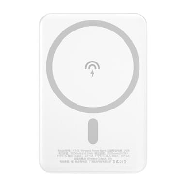 Powerbank 5000mAh med MagSafe och trådlös laddning - Vit