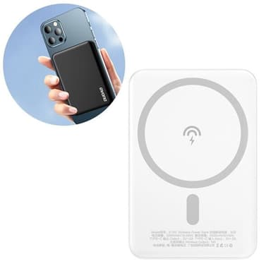 Powerbank 5000mAh med MagSafe och trådlös laddning - Vit