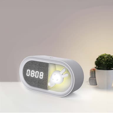 Forverer LED Väckarklocka med nattbelysning - Bunny/Vit