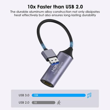 HDMI 4K 30Hz till USB3.0 adapter för videoinspelning USB-A och USB-C