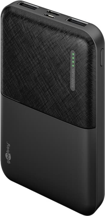 Goobay Powerbank kompakt 5.000 mAh praktisk och platsbesparande design med 5.000 mAh, perfekt för resor