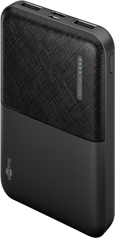 Goobay Powerbank kompakt 5.000 mAh praktisk och platsbesparande design med 5.000 mAh, perfekt för resor