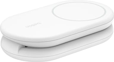 Belkin BoostCharge 2-i-1 15W Qi2 magnetladdare (vit)