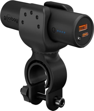 Goobay Bike powerbank 5.0 (5 000 mAh) liten, tunn och praktisk powerbank med en kapacitet på 5.000 mAh för montering på cykeln
