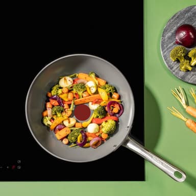 Tefal wokpanna, 28 cm, keramisk beläggning, grå