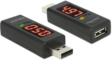 DeLOCK adapter, ampere- och voltmätare, USB Typ A ha - Typ A ho, sv