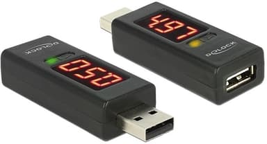 DeLOCK adapter, ampere- och voltmätare, USB Typ A ha - Typ A ho, sv