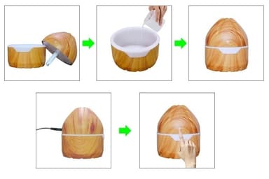 Aroma Diffuser/Luftfuktare i trädesign, Mörkt trä