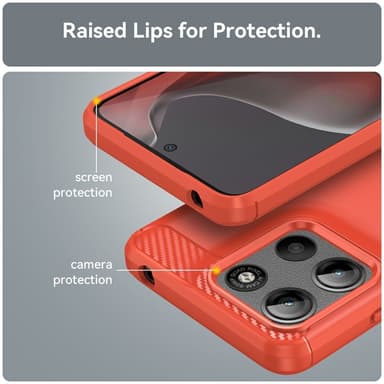 SKALO Motorola Moto G15 4G Armor Carbon Skal - Röd