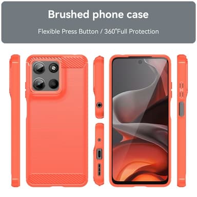 SKALO Motorola Moto G15 4G Armor Carbon Skal - Röd