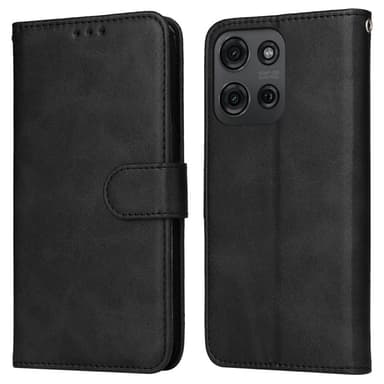 SKALO Motorola Moto G75 5G PU-läder Plånboksfodral - Svart
