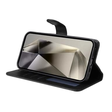 SKALO Samsung S25 Ultra PU-läder Plånboksfodral - Svart