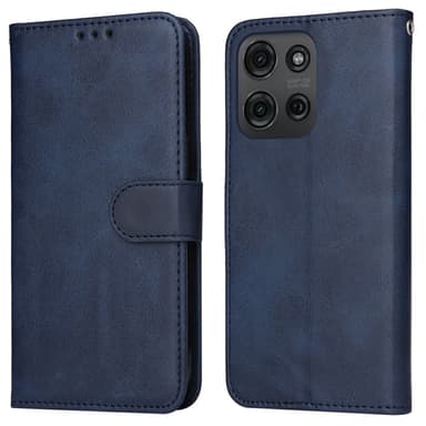 SKALO Motorola Moto G75 5G PU-läder Plånboksfodral - Blå