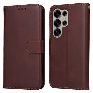 SKALO Samsung S25 Ultra PU-läder Plånboksfodral - Brun