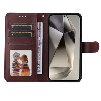 SKALO Samsung S25 Ultra PU-läder Plånboksfodral - Brun