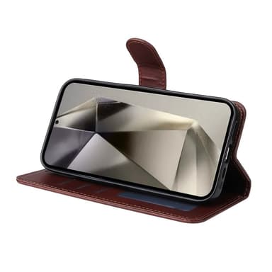 SKALO Samsung S25 Ultra PU-läder Plånboksfodral - Brun
