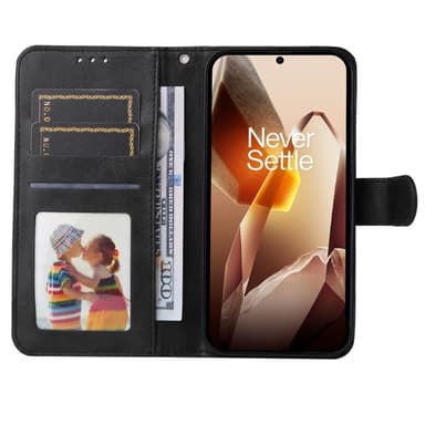 SKALO OnePlus 13 PU-läder Plånboksfodral - Svart