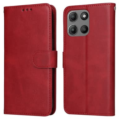 SKALO Motorola Moto G15 4G PU-läder Plånboksfodral - Röd