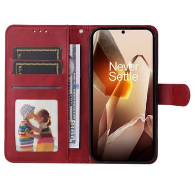 SKALO OnePlus 13 PU-läder Plånboksfodral - Röd