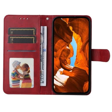 SKALO Motorola Moto G15 4G PU-läder Plånboksfodral - Röd