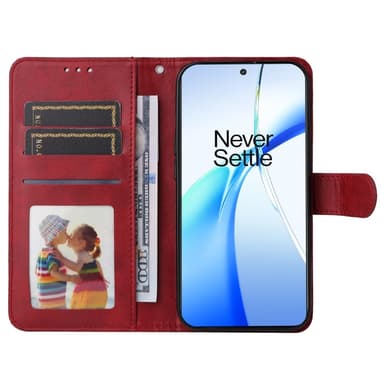 SKALO OnePlus 13R PU-läder Plånboksfodral - Röd