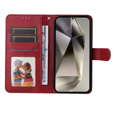 SKALO Samsung S25 Ultra PU-läder Plånboksfodral - Röd