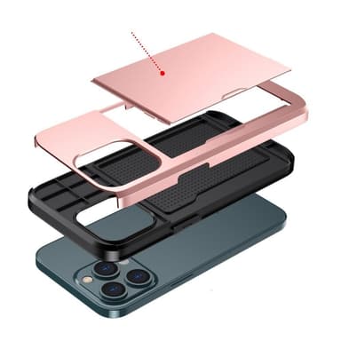 SKALO iPhone 14 Pro Armor Skal Korthållare - Roséguld