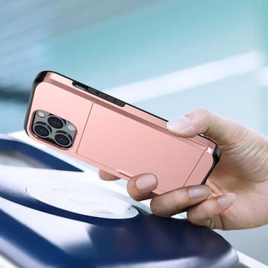 SKALO iPhone 14 Pro Armor Skal Korthållare - Roséguld