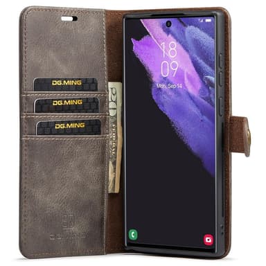 DG MING Samsung S22 Ultra 2-i-1 Magnet Plånboksfodral - Grå