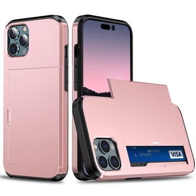 SKALO iPhone 14 Pro Armor Skal Korthållare - Roséguld