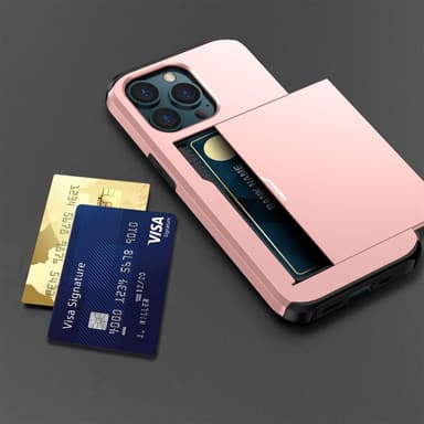 SKALO iPhone 14 Pro Armor Skal Korthållare - Roséguld