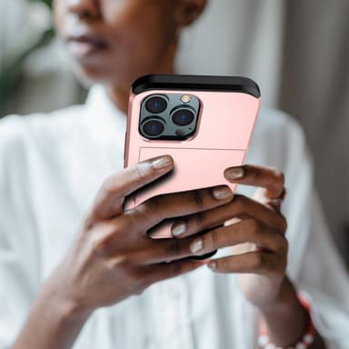 SKALO iPhone 14 Pro Armor Skal Korthållare - Roséguld