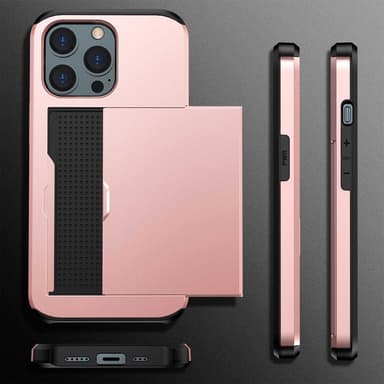SKALO iPhone 14 Pro Armor Skal Korthållare - Roséguld