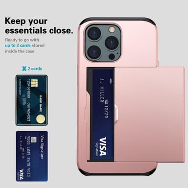 SKALO iPhone 14 Pro Armor Skal Korthållare - Roséguld
