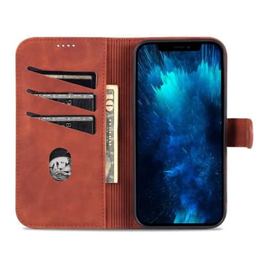 SKALO iPhone 15 Pro AZNS Plånboksfodral - Brun