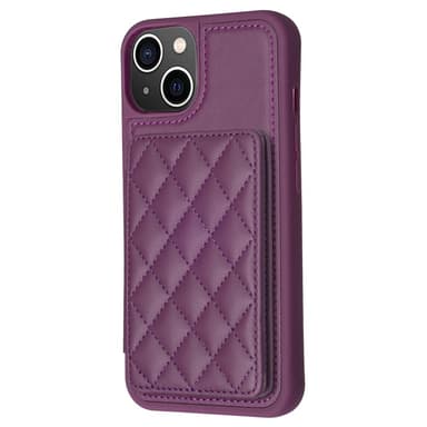 SKALO iPhone 15 Quiltat Skal med Plånbok - Mörklila