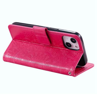 SKALO iPhone 15 Mandala Plånboksfodral - Cerise