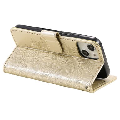 SKALO iPhone 15 Mandala Plånboksfodral - Guld