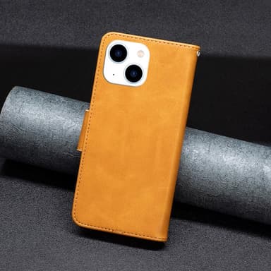 SKALO iPhone 15 Plånboksfodral i PU-Läder - Gul