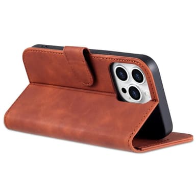 SKALO iPhone 15 Pro AZNS Plånboksfodral - Brun
