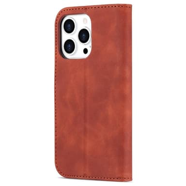 SKALO iPhone 15 Pro AZNS Plånboksfodral - Brun