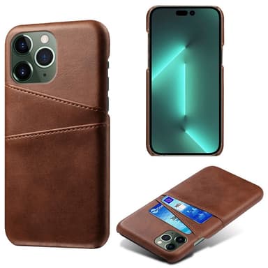 SKALO iPhone 15 Pro PU-Läder Korthållare Skal - Brun