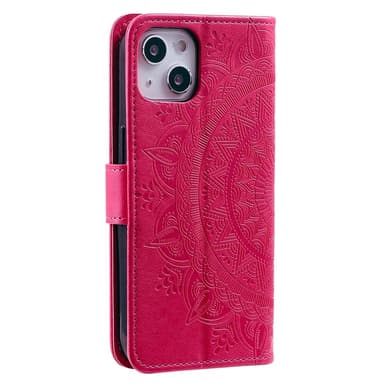 SKALO iPhone 15 Mandala Plånboksfodral - Cerise
